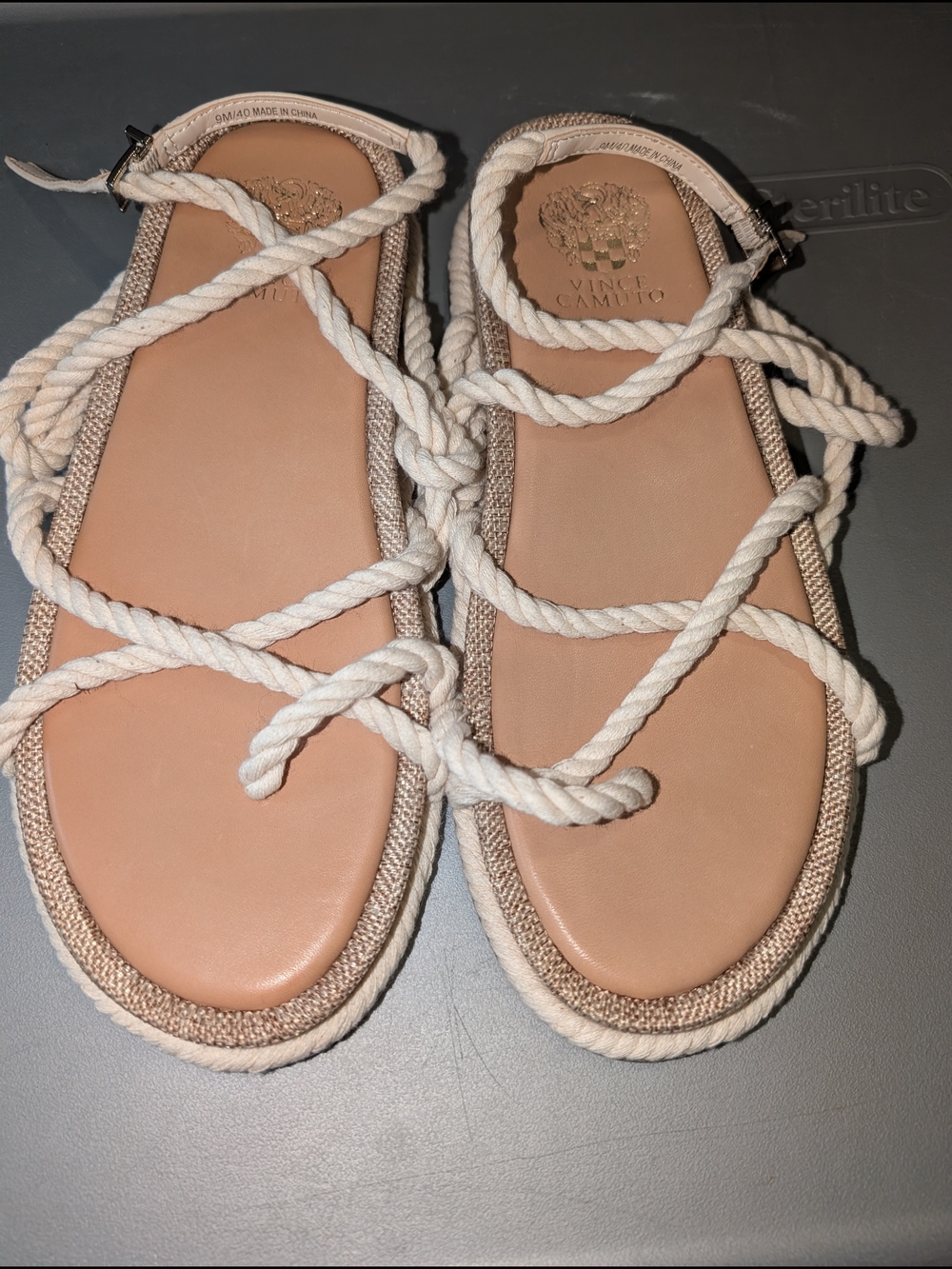 ​Vince Camuto Rope Flatform Sandals Natural Cream Tan Womens Sz US 9